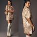 Anthropologie Dresses | Nwt Anthropologie Porridge Metallic Jacquard Short Sleeve Mini Dress Copper | Color: Gold/Tan | Size: S