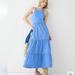 J. Crew Dresses | J. Crew Vintage Rib High Neck Cutaway Blue Tank Dress With Poplin Tiered Skirt | Color: Blue | Size: 2x