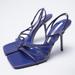 Zara Shoes | Heeled Sandals With Thin Straps | Color: Blue | Size: 8