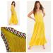 Free People Dresses | Free People Yellow Maxi Dress Size Medium Embroidered Ruffle Broomstick | Color: Yellow | Size: M