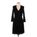 Theory Casual Dress - A-Line V Neck 3/4 sleeves: Black Solid Dresses - Women's Size Large