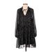 H&M Casual Dress - Mini Tie Neck Long sleeves: Black Dresses - Women's Size 4