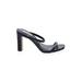 Steven New York Heels: Slip-on Chunky Heel Minimalist Black Solid Shoes - Women's Size 7 1/2 - Open Toe