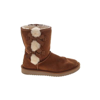 Koolaburra by UGG Boots: Brown Solid Shoes - Women's Size 8 - Round Toe