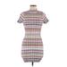 Rebecca Minkoff Casual Dress - Mini High Neck Short sleeves: Gray Stripes Dresses - Women's Size Medium