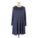 Old Navy Casual Dress - A-Line Crew Neck Long sleeves: Blue Marled Dresses - Women's Size 2X-Large