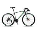 TiLLOw 700C Wheels, 21/24/27/30 Speed, Adult Bicycle, Road Bike Shock Absorbing High Carbon Steel Frame, Dual Disc Brake Bend Handlebar Bike (Color : Black-green, Size : 30-SPEED_40MM)