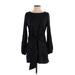 Fashion Nova Casual Dress - Mini Crew Neck Long sleeves: Black Marled Dresses - New - Women's Size Medium