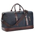 Felipe Varela Leather Duffle Bag for Men Canvas Travel Duffel Bag Carry on Leather Overnight Weekender Bag for Traveling, Black