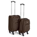 Bravich 2pcs Cabin Suitcase Set - Coffee. Small Suitcases with Wheels, Luggage Suitcase for Carry On Suitcase. Lightweight Suitcase with Soft Shell Case & Expandable Handle, Perfect for Hand Luggage.