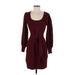 Sam Edelman Casual Dress - Mini Scoop Neck 3/4 sleeves: Burgundy Solid Dresses - Women's Size Small