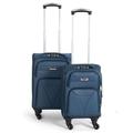 Bravich 2pcs Cabin Suitcase Set - Navy. Small Suitcases with Wheels, Luggage Suitcase for Carry On Suitcase. Lightweight Suitcase with Soft Shell Case & Expandable Handle, Perfect for Hand Luggage.