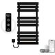 OihPaw Towel Rail Radiator,1100x550 mm WiFi Towel Warmer Rail for Bathroom,446W Wall Mounted electric towel rail with thermostat and LED Indicator,Black Left Electric Heated Towel Rail