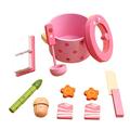 KICHOUSE 1 Set Cutting Wooden Kitchen Toy Wooden Cook Pot Model Wooden Toys Cartoon Cooking Toy Play Kitchen Accessories Cartoon Kitchen Toy Brush The Pan Pink Vegetable Child