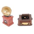 STOBOK 8 Pcs Vintage Ornaments Dollhouse Phonograph Mini Dollhouse Furniture Doll Home Appliances Ornaments Record Player Figurine Gardening Potted Decoration Resin Confetti Household