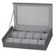 Mele and Co Men's Jarrad Mid Grey Ten Watch Box with Glass Lid Boxed