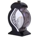Large Memorial Grave Lantern Black H 13.4''xW 7.5''xD 5.5'' (34x19x14cm) LED Candle Included, Graveside Memorial Gift for Funeral Cemetery with Silver Flower, Memory Candle Grave Decorations