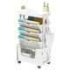 Mobile Bookcase - 5 Tier Rolling Book Cart Multi-functional - Space-Saving Rolling Cart Storage, Large Storage Rolling Carts with Wheels for Living Room, School Bag, Books Firulab