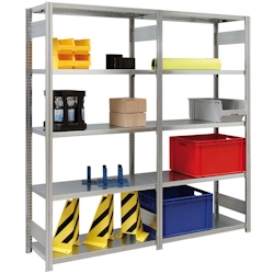 PROREGAL Fachbodenregal FALKE | Medium-Duty | Grundregal | HxBxT 200x100x40cm | 5 Ebenen | Fachlast 250kg | Beidseitig nutzbar | Verzinkt Image
