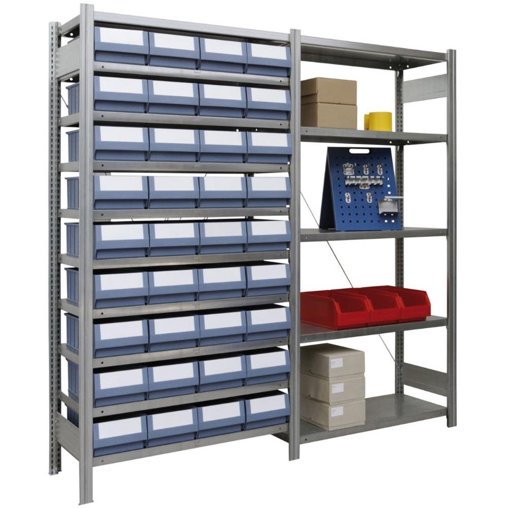 PROREGAL Ordnungsregal FALKE Stecksystem ohne Regalkästen | Grundregal | HxBxT 200x100x60cm | 5 Ebenen | Fachlast 150kg | Verzinkt Image