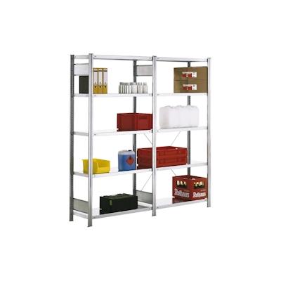 PROREGAL Fachbodenregal FALKE | Light-Duty | Grundregal | HxBxT 200x128x30cm | 5 Ebenen | Fachlast 150kg | Einseitig nutzbar | Verzinkt Image