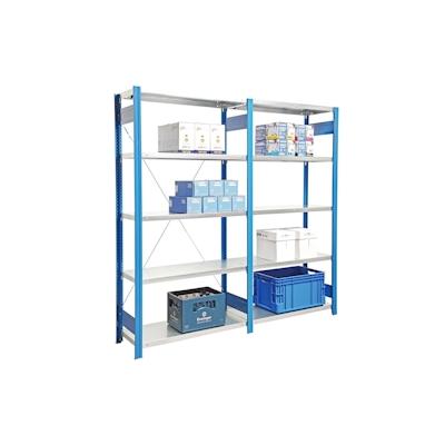 PROREGAL Fachbodenregal FALKE | Light-Duty | Grundregal | HxBxT 200x87x40cm | 5 Ebenen | Fachlast 150kg | Einseitig nutzbar | Rahmen Lichtgrau Image