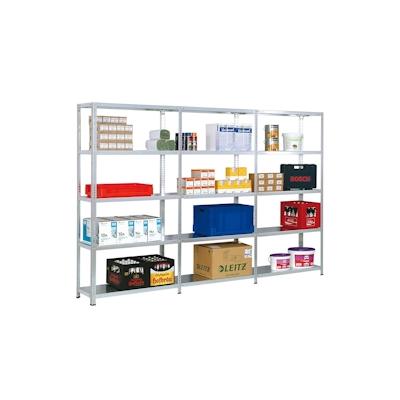 PROREGAL Fachbodenregal ADLER Schraubsystem | Light-Duty | Grundregal | HxBxT 200x87x60cm | 5 Ebenen | Fachlast 150kg | Beidseitig nutzbar | Verzinkt Image