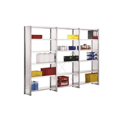 PROREGAL Fachbodenregal FALKE mit Seitenwand | Heavy-Duty | Grundregal | HxBxT 300x128x50cm | 7 Ebenen | Fachlast 350kg | Einseitig nutzbar | Verzinkt Image