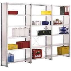 PROREGAL Fachbodenregal FALKE mit Seitenwand | Heavy-Duty | Grundregal | HxBxT 250x100x40cm | 6 Ebenen | Fachlast 350kg | Einseitig nutzbar | Verzinkt Image
