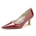 Women's Black Patent Leather Pointed Toe Slip On Low Kitten Heel Pumps Office Work Dress Shoes 2.36 Inch,Burgundy,7 UK