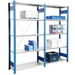 PROREGAL Fachbodenregal FALKE | Medium-Duty | Grundregal | HxBxT 250x100x50cm | 6 Ebenen | Fachlast 250kg | Einseitig nutzbar | Rahmen Lichtgrau Image