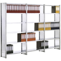 PROREGAL Büro-Fachbodenregal FALKE Stecksystem mit Seitenwand | Grundregal | HxBxT 200x128x30cm | 6 Stahlfachboden | Einseitig nutzbar | Verzinkt Image