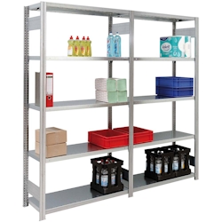 PROREGAL Fachbodenregal FALKE | Light-Duty | Grundregal | HxBxT 200x87x50cm | 5 Ebenen | Fachlast 150kg | Beidseitig nutzbar | Verzinkt Image