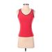 Nike Active Tank Top: Red Solid Activewear - Women's Size Small