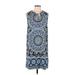 London Times Casual Dress - Shift Tie Neck Sleeveless: Blue Dresses - Women's Size 12