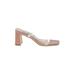 Steve Madden Heels: Slide Chunky Heel Casual Ivory Solid Shoes - Women's Size 6 1/2 - Open Toe
