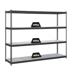 PROREGAL Schwerlastregal METAL BEAST FOUR | HxBxT 200x240x75cm | Fachlast 400kg | Anthrazit | Regal Standregal Werkstattregal Lagerregal Kellerregal Image