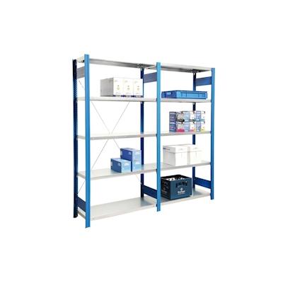 PROREGAL Fachbodenregal FALKE | Medium-Duty | Grundregal | HxBxT 200x87x30cm | 5 Ebenen | Fachlast 250kg | Einseitig nutzbar | Rahmen Lichtgrau Image