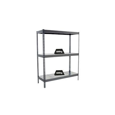 PROREGAL Schwerlastregal METAL BEAST THREE | HxBxT 200x180x75cm | Fachlast 600kg | Grau | Regal Standregal Werkstattregal Lagerregal Kellerregal Image