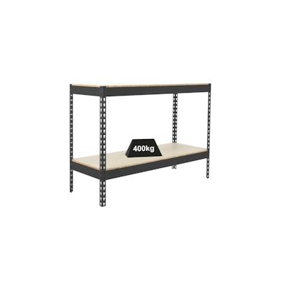 PROREGAL Schwerlastregal MINI WOOD YETI TWO | HxBxT 90x120x75cm | Fachlast 400kg | Anthrazit | Regal Standregal Werkstattregal Lagerregal Image