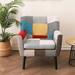 Patchwork Accent Chair, Mid Century Modern Fabric Club Chair for Bedroom Comfy, Colourful Single Sofa Chair for Living room