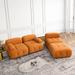 Light Orange Modular Velvet Sectional Sofa with DIY Combination L Shaped Couch - Reversible Ottoman+Velvet