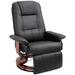 Faux Leather Manual Recliner, Adjustable Swivel Lounge Chair with Footrest, Armrest and Wrapped Wood Base for Living Room