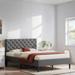 Full Size Platform Bed With Support Legs, Upholstered Bed with Tufted Headboard, Elegant Design Bed for Bedroom, Grey