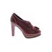 Poetic License Heels: Burgundy Solid Shoes - Women's Size 39 - Round Toe