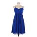 Belle Badgley Mischka Casual Dress - A-Line V Neck Sleeveless: Blue Solid Dresses - Women's Size 2