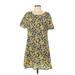 Shein Casual Dress - Mini Scoop Neck Short sleeves: Yellow Print Dresses - Women's Size Large