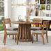 5-Piece Retro Dining Table Set with 1 Round Dining Table and 4 Upholstered Chairs with Rattan Backrests