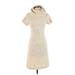 BCBGMAXAZRIA Casual Dress - Sweater Dress Turtleneck Short sleeves: Ivory Print Dresses - Women's Size Small