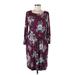 Apt. 9 Casual Dress Scoop Neck 3/4 sleeves: Burgundy Floral Dresses - Women's Size Medium